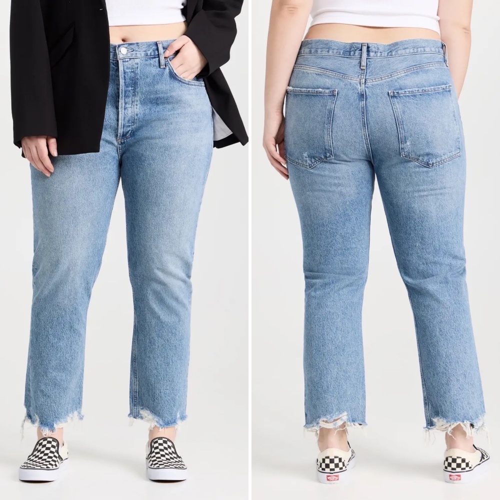 ✨NWT✨ AGOLDE Riley High Rise Slim Straight Crop Jean in Haven Blue Sz 30 - Picture 10 of 12